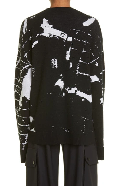 Shop Monse Maeby Distressed Merino Wool Sweater In Black Ivory