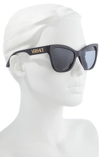 Shop Versace 56mm Cat Eye Sunglasses In Dark Grey
