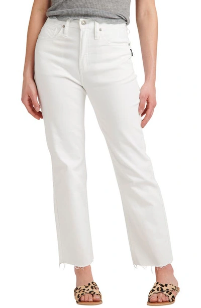 Shop Silver Jeans Co. Highly Desirable High Waist Straight Leg Jeans In Off White
