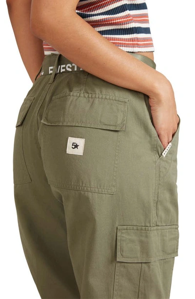 Shop Fivestar General Belted High Waist Cotton Utility Cargo Pants In Olive