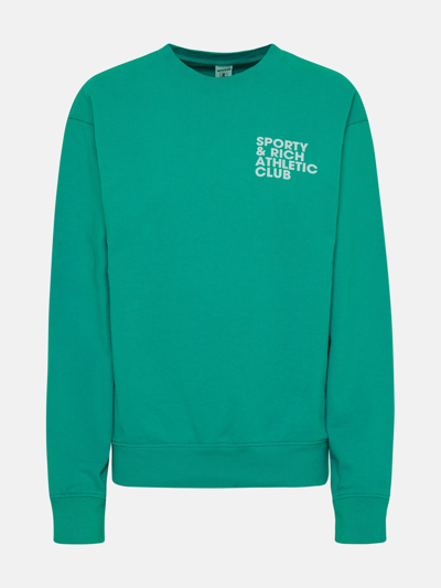 Shop Sporty And Rich Cotton Exercise Sweatshirt In Green