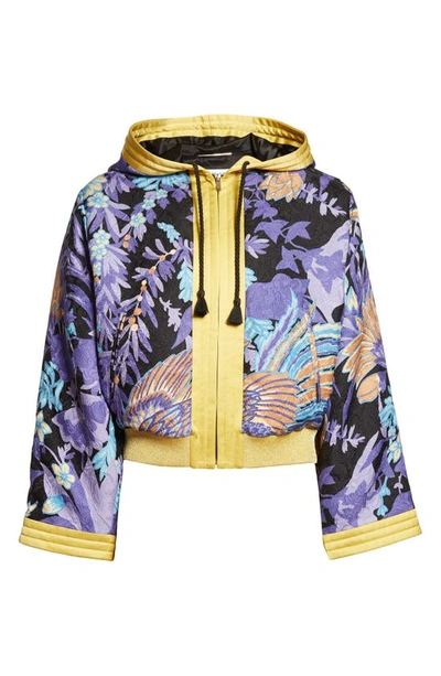 Shop Saint Laurent Phoenix Motif Brocade Hooded Teddy Jacket In 8486 - Multi