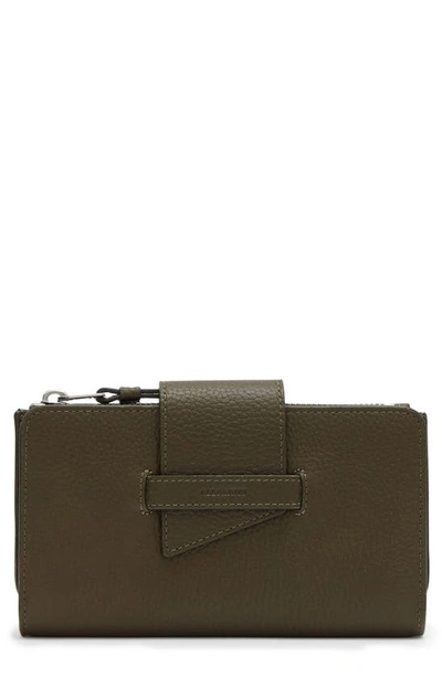 Shop Allsaints Ray Leather Wallet In Sycamore Green