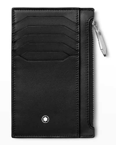 Shop Montblanc Men's Meisterstück Pocket Holder Leather Zip Card Holder In Black