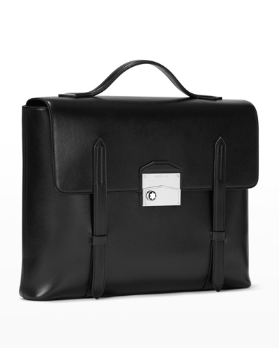 Shop Montblanc Men's Meisterstück Neo Leather Briefcase Bag In Black