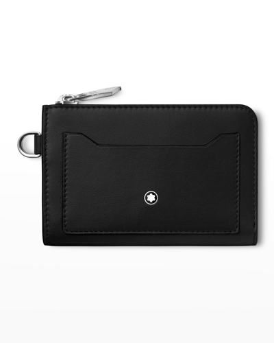Shop Montblanc Men's Meisterstück Key Pouch Leather Zip Card Holder In Black