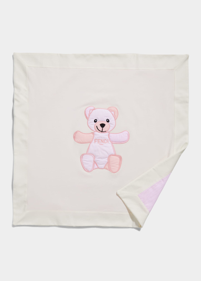 Shop Fendi Kid's Large Bear Logo Baby Blanket In F1fxy Blue