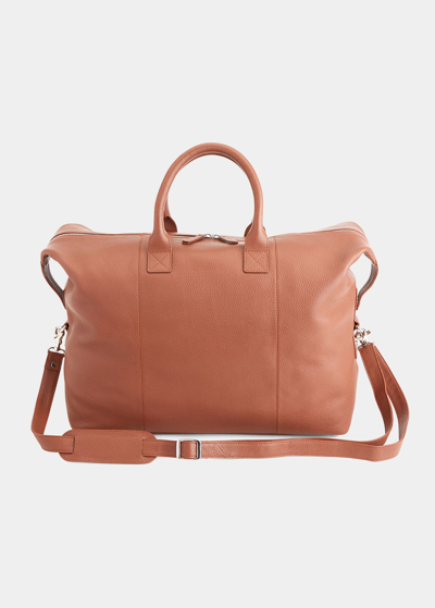 Shop Royce New York Personalized Medium Executive Leather Duffel Bag In Tan