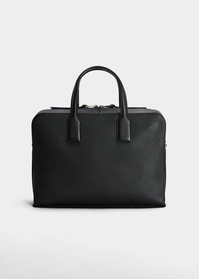 Shop Loewe Men's Goya Thin Leather Briefcase Bag In Black