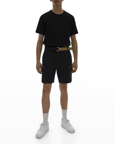 Shop Helmut Lang Men's Belted Zip-pocket Shorts In Beige