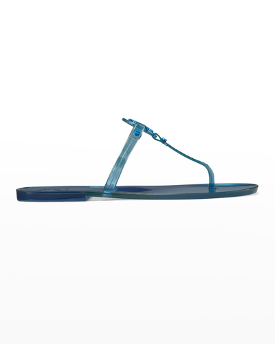 Shop Tory Burch Mini Miller Flat Thong Sandals In Dark Blue Azure