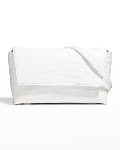 Shop Maria Oliver Malala Glazed Crocodile Crossbody Bag In White
