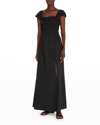 Shop Altuzarra Lily Shirred Side-slit Maxi Dress In Black