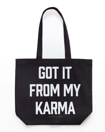Shop Spiritual Gangster Got It From My Karma Cotton Canvas Tote In Vintage Black