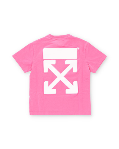 Shop Off-white Girls Pink Cotton T-shirt