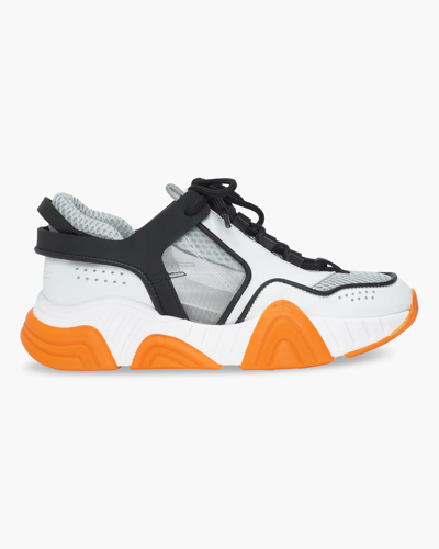 Shop Dorothee Schumacher Sporty Chic Mesh Sneaker In Black/vibrant Tangerine/white