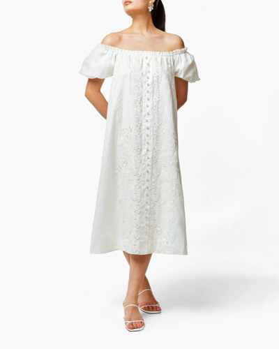 Shop Mestiza Women's Evangeline Barong Midi Dress In Ivory