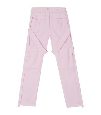 Shop Burberry Strap-detail Cargo Trousers In Pink