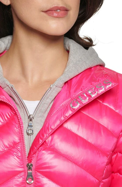 Shop Guess Packable Water Resistant Puffer Jacket In Hot Pink
