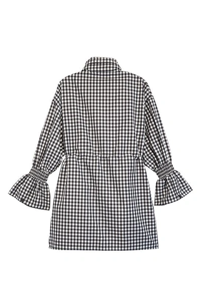 Shop Burberry Neston Flare Cuff Water Resistant Gingham Check Raincoat In Black/ White Pattern