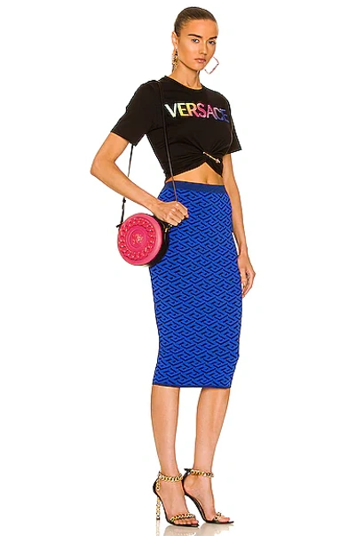 Shop Versace La Medusa Disco Bag In Fuchsia  Nero  & Oro