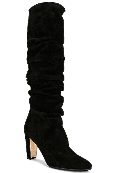 Shop Manolo Blahnik Suede Calassohi 90 Boot In Black