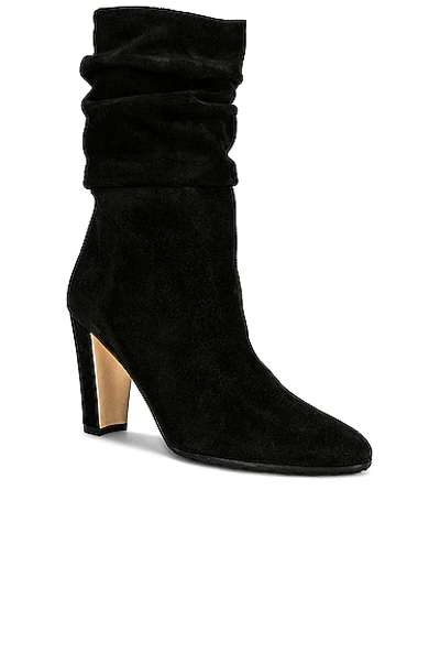 Shop Manolo Blahnik Suede Calasso 90 Boot In Black