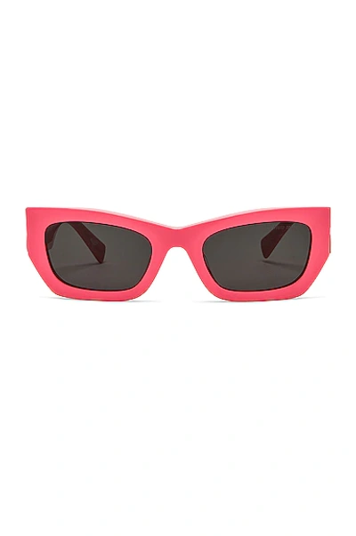 Shop Miu Miu Rectangle Sunglasses In Dark Pink & Dark Grey