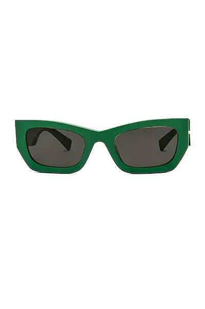 Shop Miu Miu Rectangle Sunglasses In Green & Dark Grey