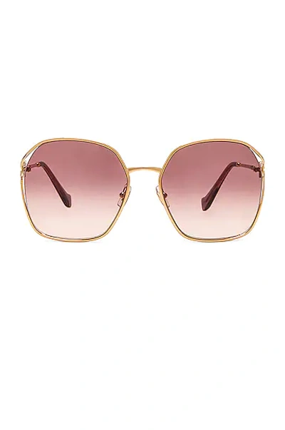 Shop Miu Miu Oversized Square Sunglasses In Gold & Pink Gradient