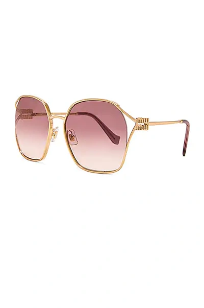 Shop Miu Miu Oversized Square Sunglasses In Gold & Pink Gradient