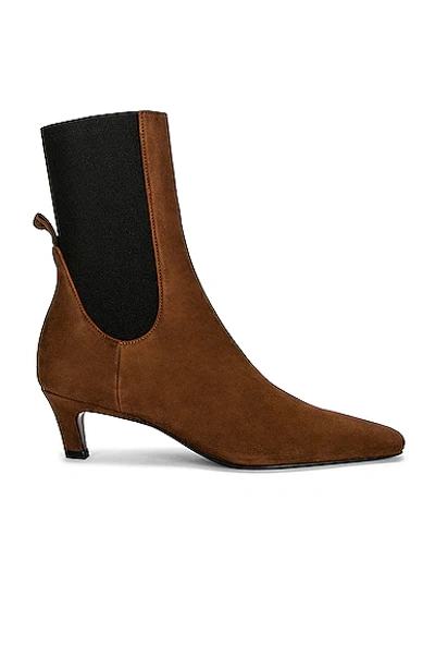 Shop Totême The Mid Heel Boot In Chocolate Brown