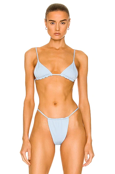 Shop Aexae Gathered Bikini Top In Ice Blue