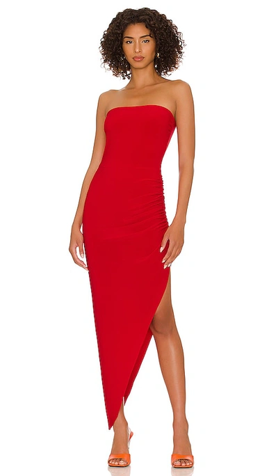Shop Norma Kamali Side Drape Gown In Red