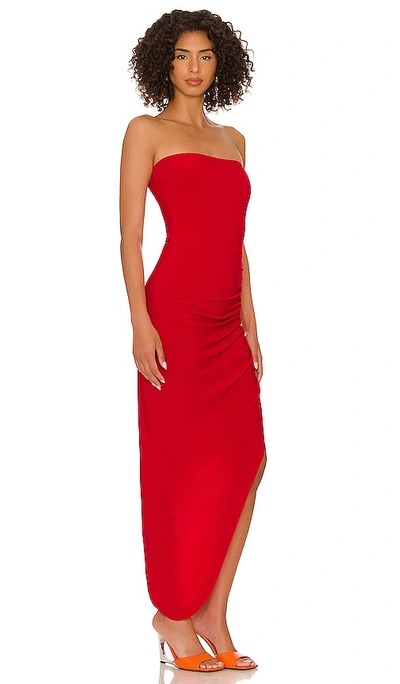 Shop Norma Kamali Side Drape Gown In Red