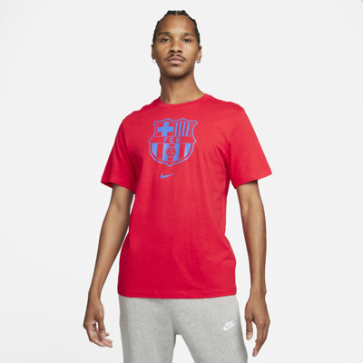Shop Nike Men's  Fc Barcelona Crest Soccer T-shirt In Red