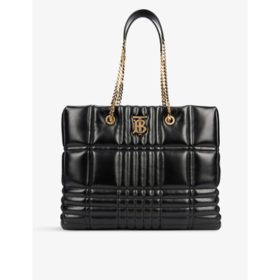 Shop Burberry Lola Leather Shopper Bag In Black