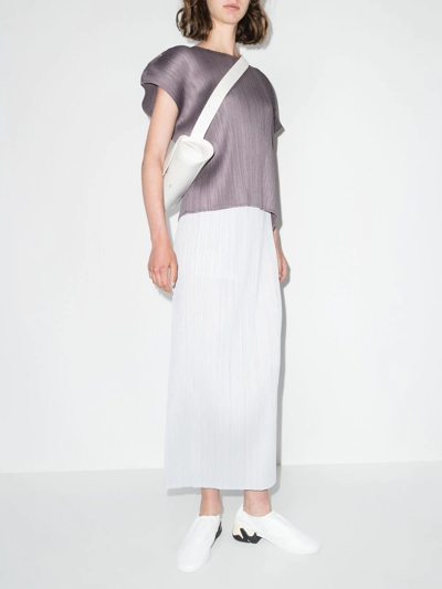Shop Issey Miyake Plissé Midi Skirt In Grey