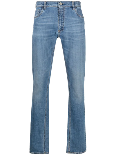 Shop Billionaire Low-rise Slim Cut Jeans In Blau