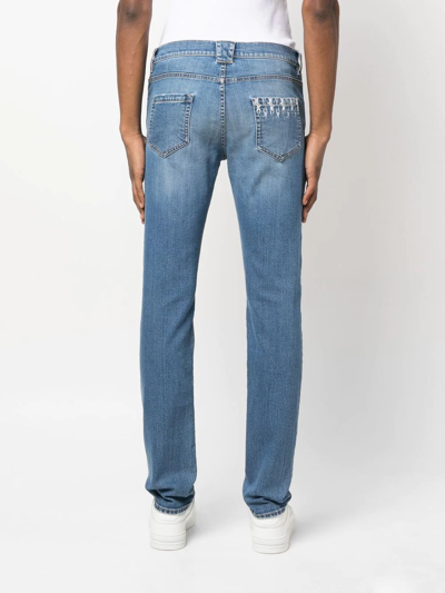 Shop Billionaire Low-rise Slim Cut Jeans In Blau