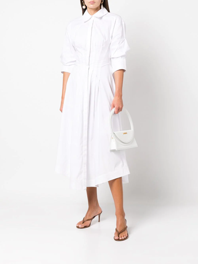 Shop Jonathan Simkhai Pintuck Midi Shirt Dress In White