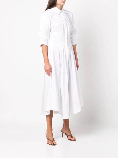 Shop Jonathan Simkhai Pintuck Midi Shirt Dress In White