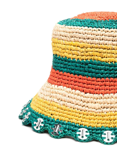 Shop Rabanne Rainbow-stripe Bucket-hat In Grün