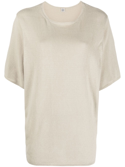 Shop Totême Short-sleeved Silk T-shirt In Nude
