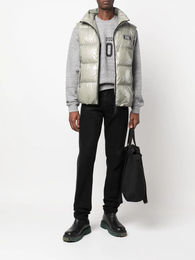 Dsquared2 Down Vest With Logo Patch In Grün
