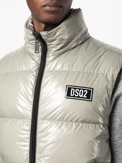 Dsquared2 Down Vest With Logo Patch In Grün