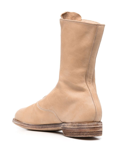 Shop Guidi Zip-up Leather Boots In Nude