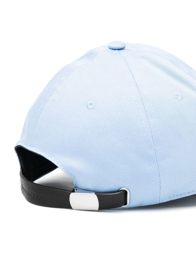 Shop Alexander Mcqueen Embroidered-logo Detail Baseball Cap In Blau