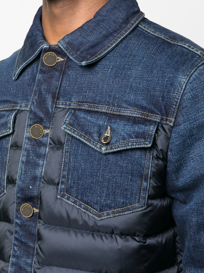 Shop Moorer Padded Denim Jacket In Blau