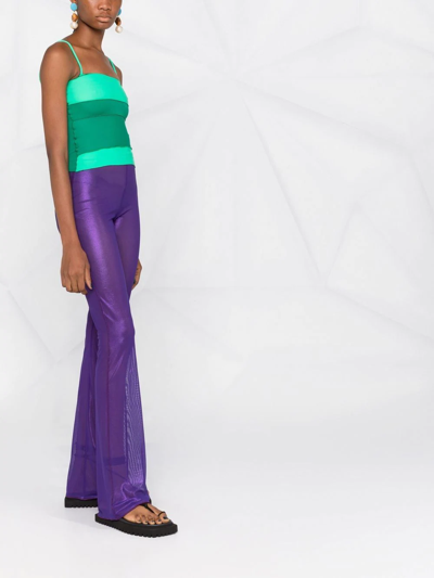 Oseree Shimmer-effect Flared Trousers In Purple